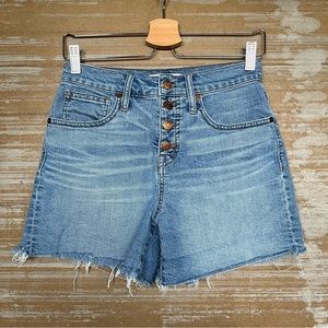 Madewell High Rise Denim Shorts Button Front Edition Medium Wash Womens 25